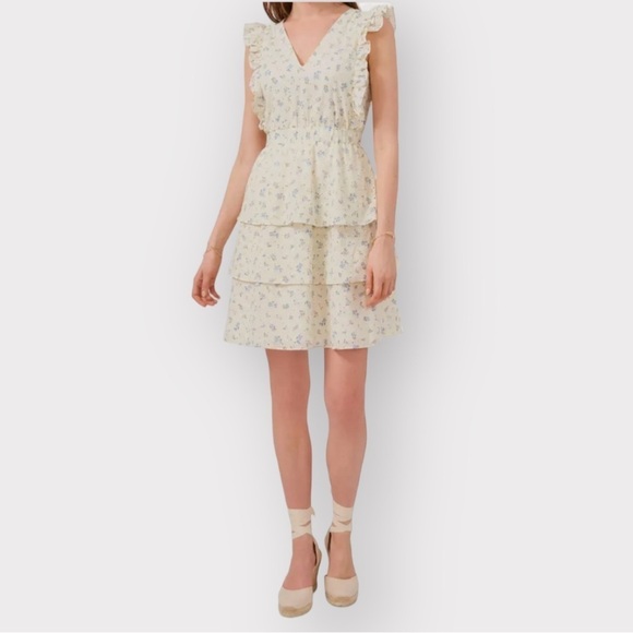 1. State Dresses & Skirts - 1. State Women's Ivory Eyelet Floral Tiered-Hem Dress Size L